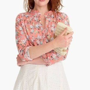 J. Crew Liberty Fabric Josephine Floral Ruffle Popover Shirt